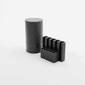 Pen case and desk stand set, Twist style, black