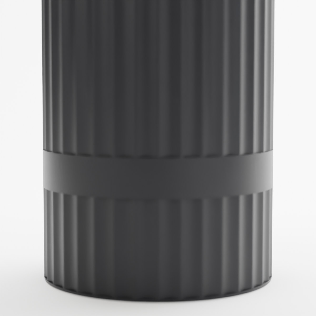 Close-up of the Flutes texture and screw-on cover join, black