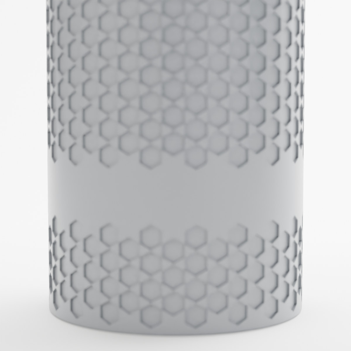 Close-up of the Hexagon texture and screw-on cover join, grey
