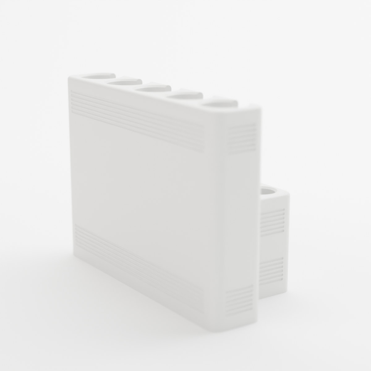 Back of the Smooth desk stand in white, showing the textured panel