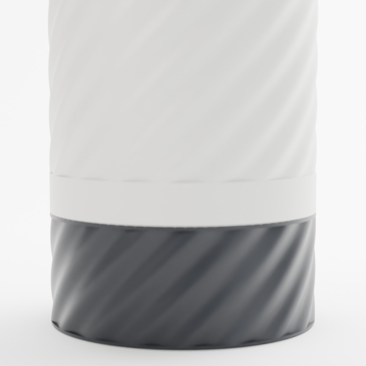 Close-up of the Twist texture and screw-on cover join, two-tone (white / charcoal)