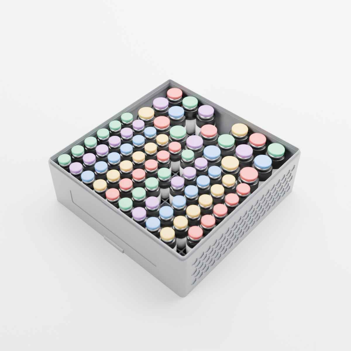 Mixed vial tray holding 10 ml and 3 ml vials, grey Hexagon style