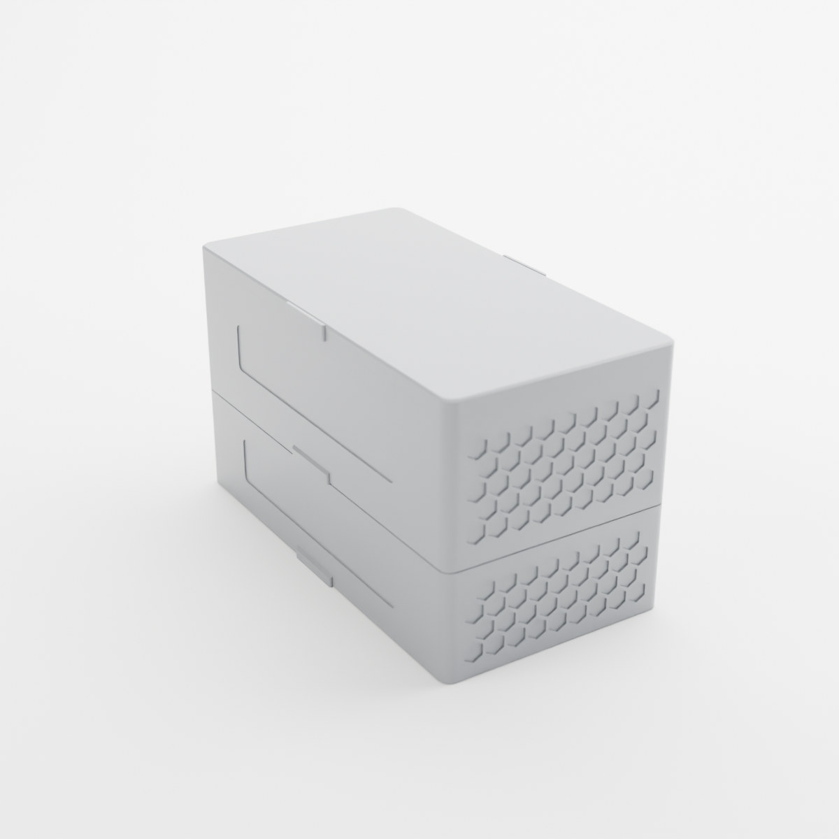 10 ml tray stacked on a 3 ml tray with a lid, grey Hexagon style